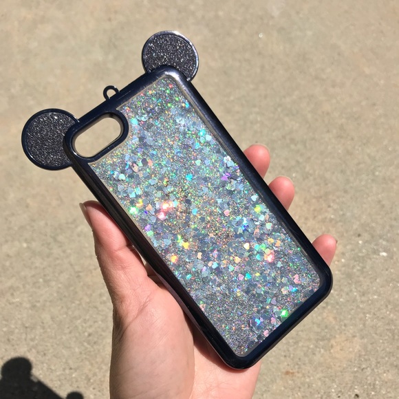 New Mickey Black Liquid Glitter iPhone Phone Case - Picture 2 of 3